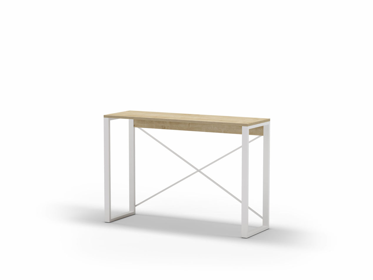 Modern Archie Console Table Oak 110cm with White Metal Legs