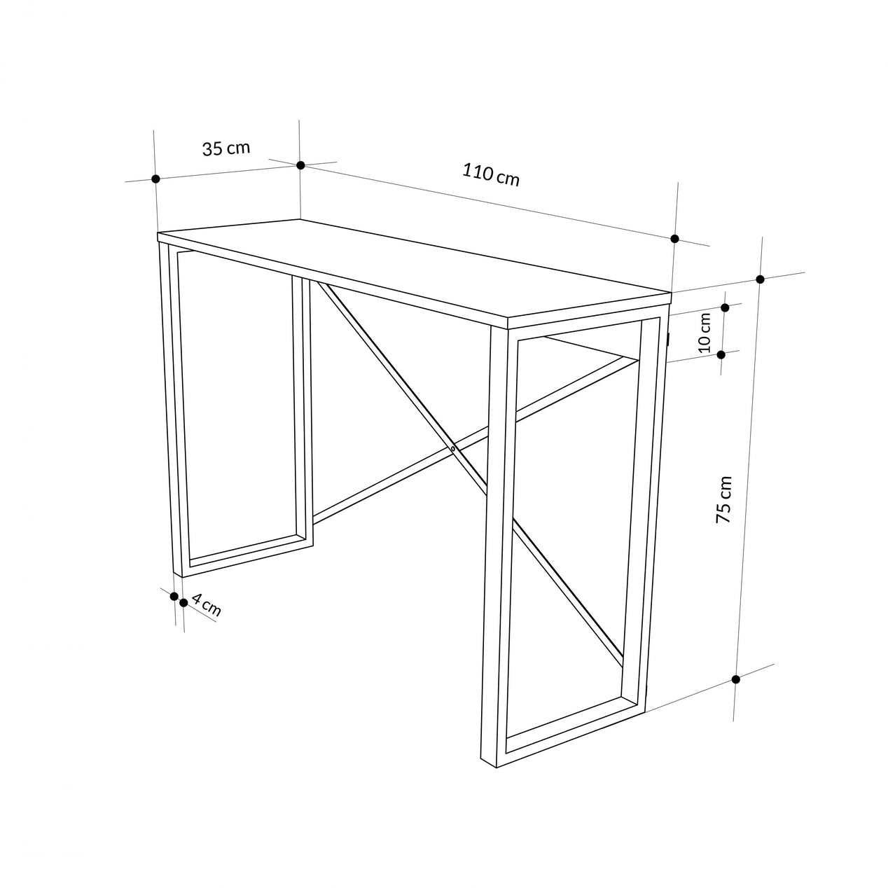 Modern Archie Console Table Oak 110cm with White Metal Legs