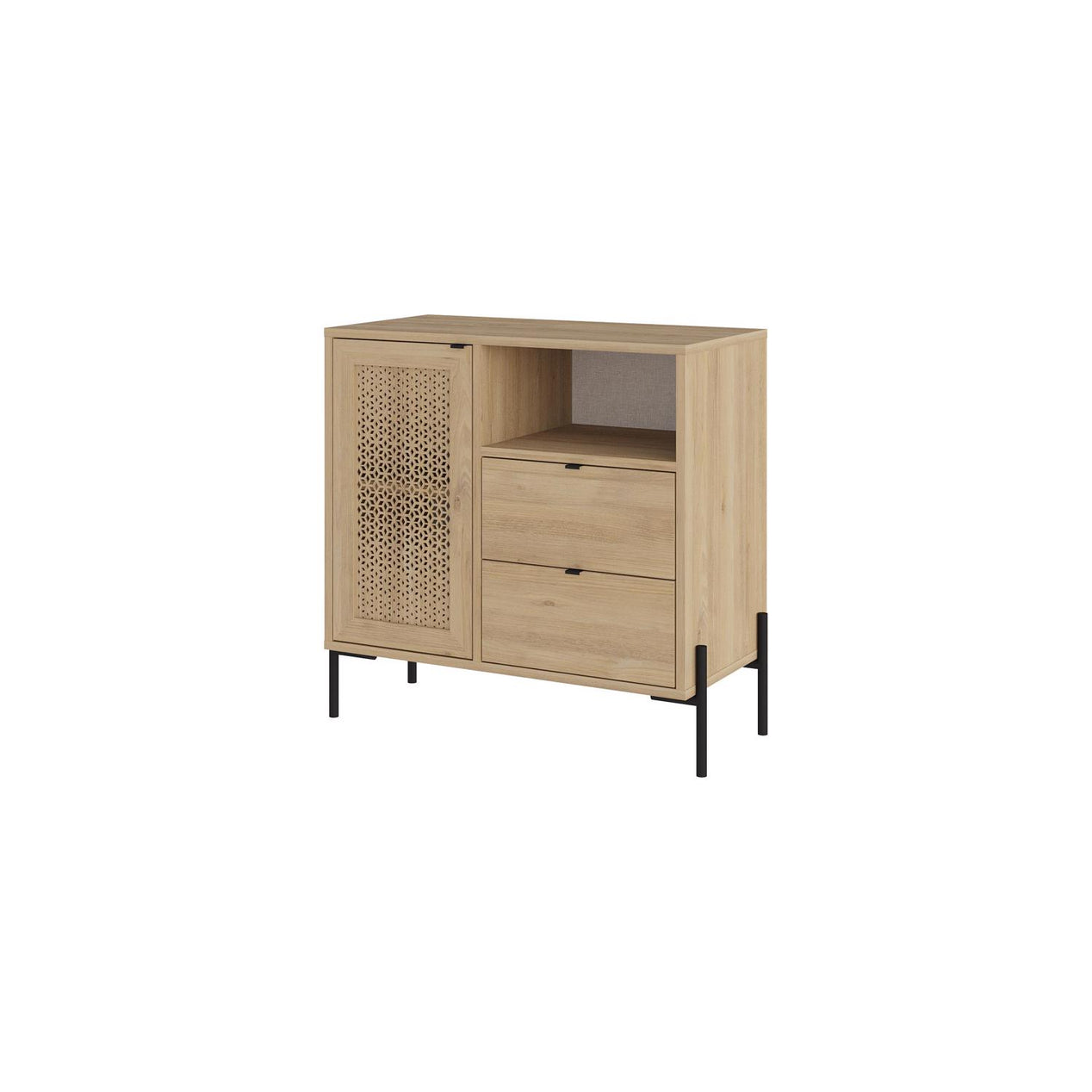 Naïve 1 Door 2 Drawer Sideboard Buffet Storage Unit with Open Shelf - Oak