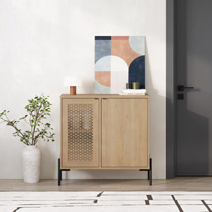 Naive 2 Door Sideboard Buffet Unit Sapphire Oak with Black Metal Frame