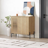 Naive 2 Door Sideboard Buffet Unit Sapphire Oak with Black Metal Frame