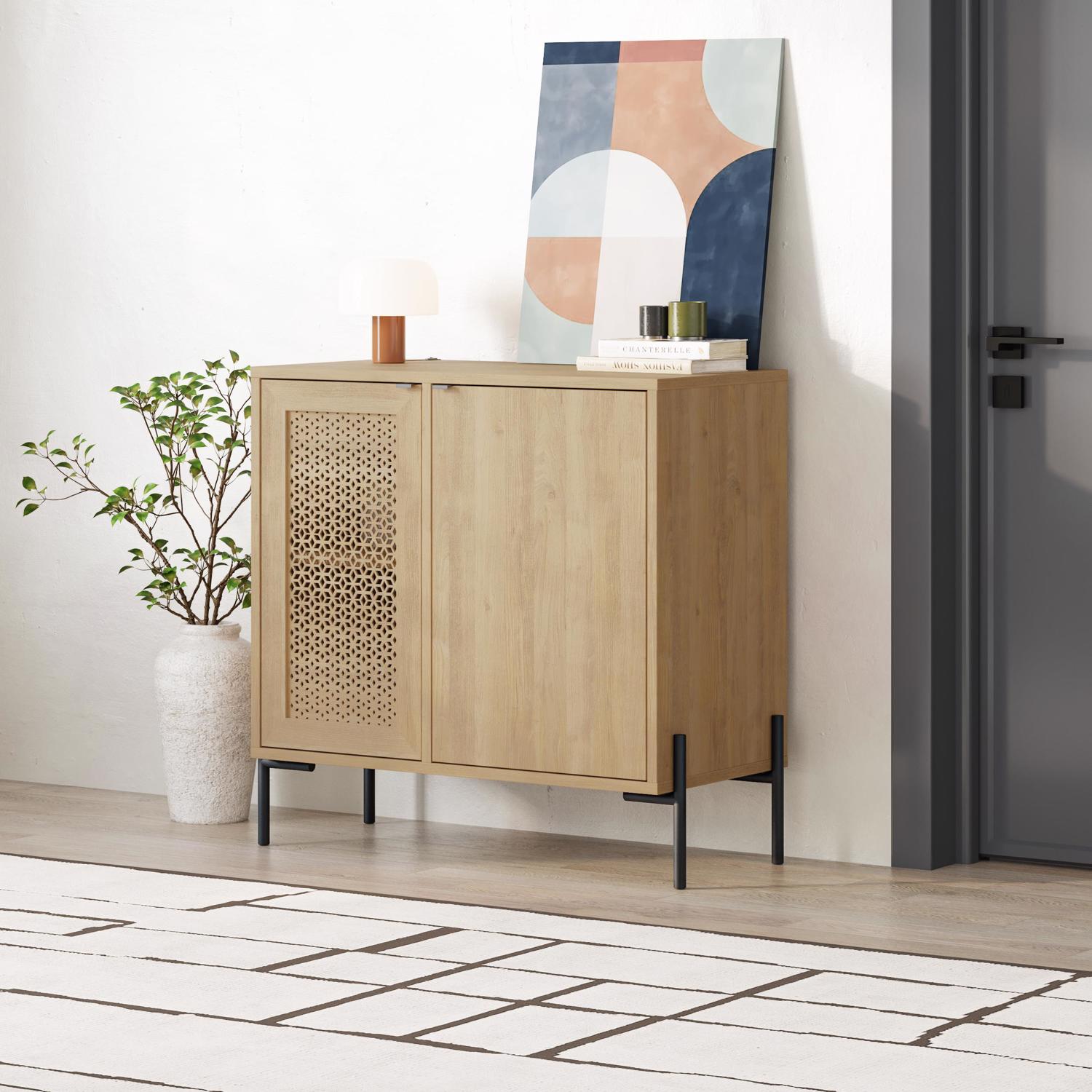 Naive 2 Door Sideboard Buffet Unit Sapphire Oak with Black Metal Frame