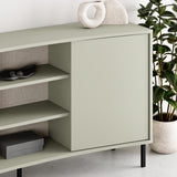 Frem 2 Door Curved Sideboard Buffet Unit Ash Green & Black Metal Legs
