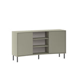Frem 2 Door Curved Sideboard Buffet Unit Ash Green & Black Metal Legs