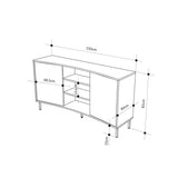 Frem 2 Door Curved Sideboard Buffet Unit Sandstone & Black Metal Legs