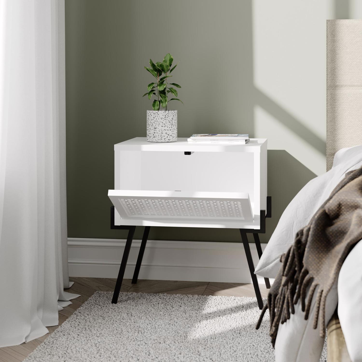 Naive Modern Nightstand Bedside Cabinet White
