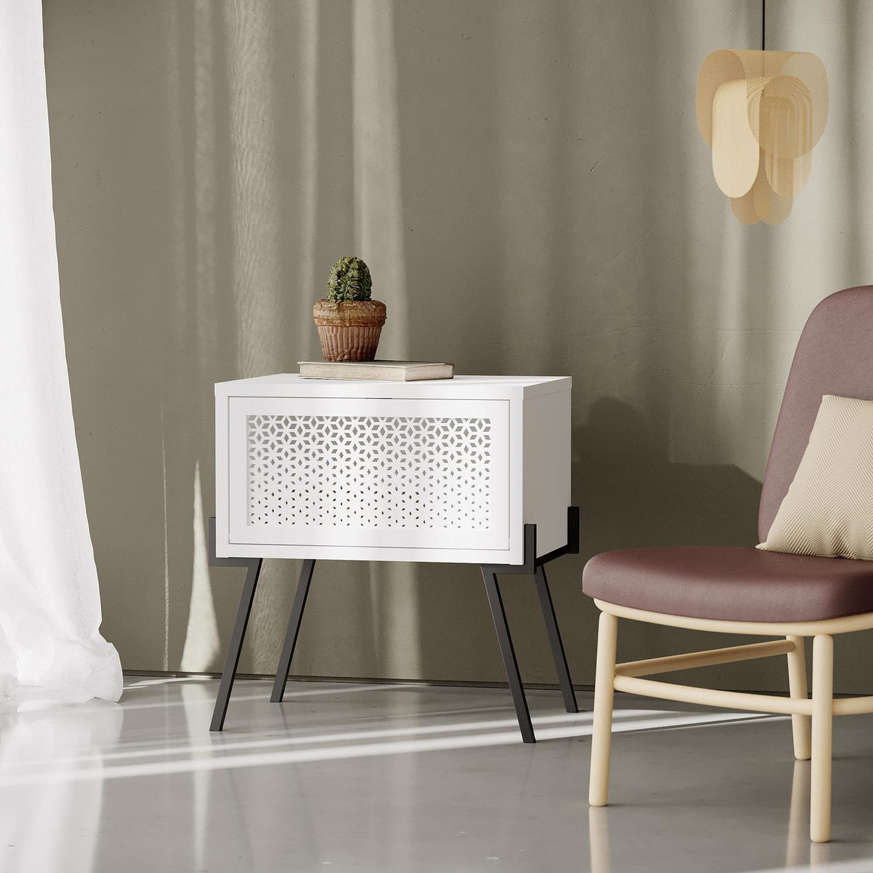 Naive Modern Nightstand Bedside Cabinet White