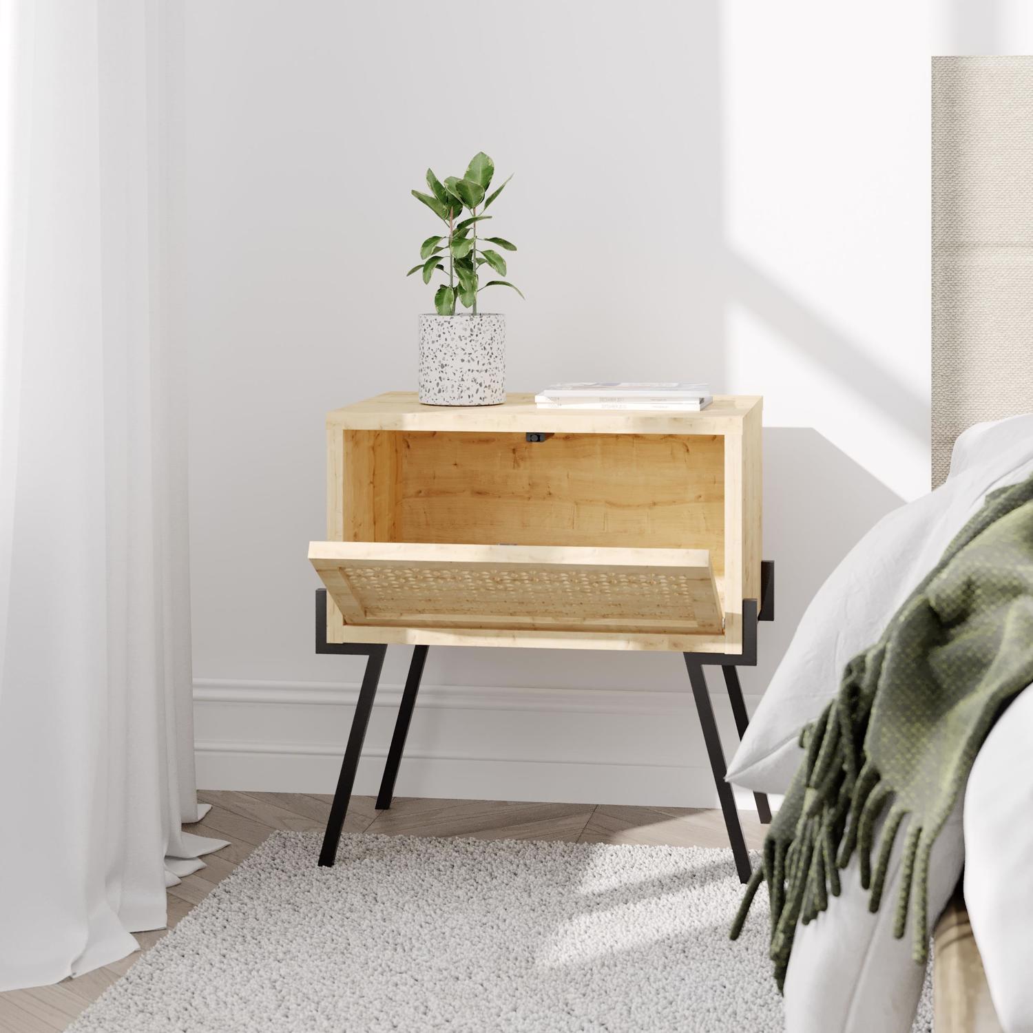 Naive Modern Nightstand Bedside Cabinet Oak