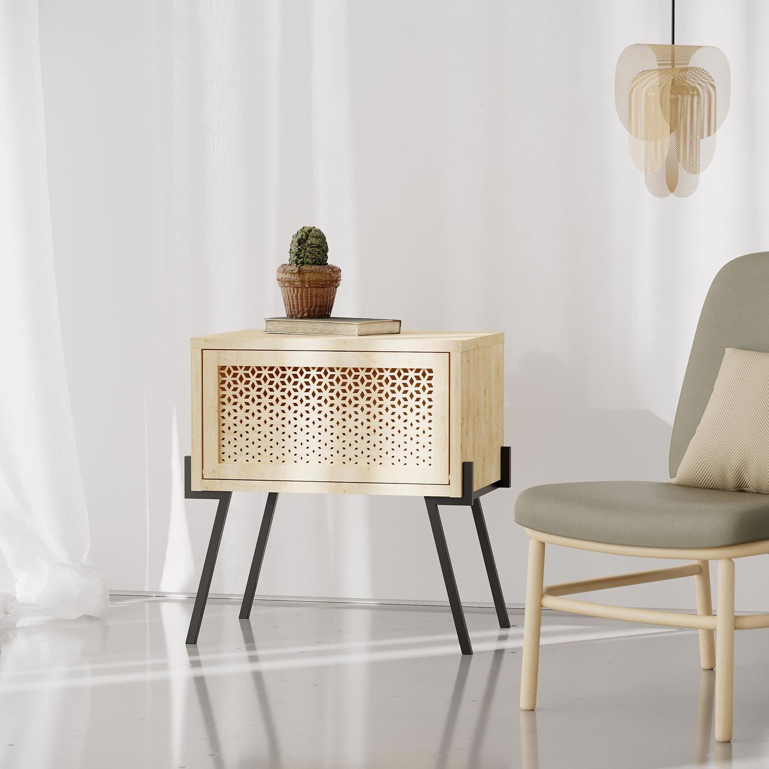 Naive Modern Nightstand Bedside Cabinet Oak