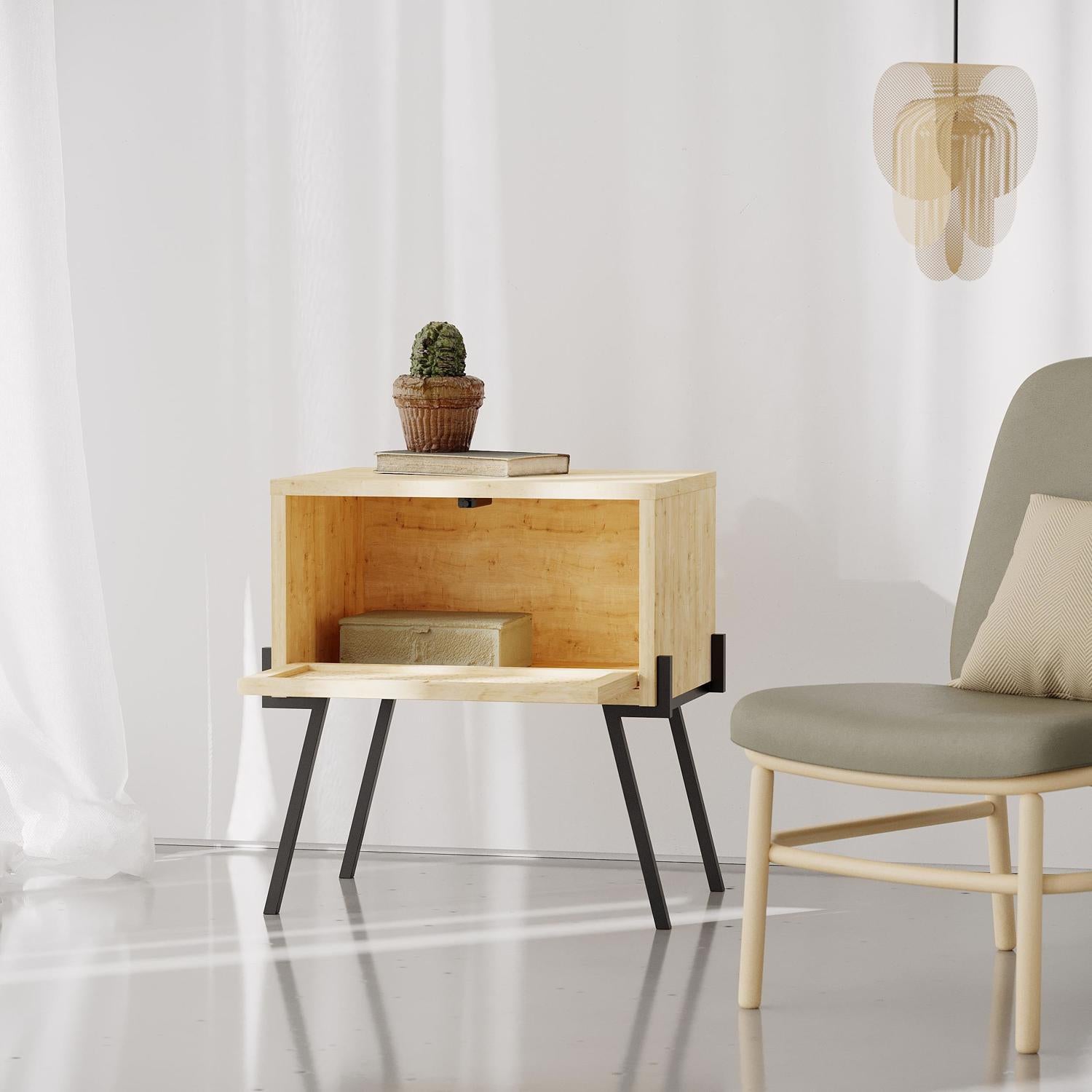 Naive Modern Nightstand Bedside Cabinet Oak