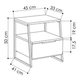 Pal Modern Bedside Table With Drawer White 45cm Wide