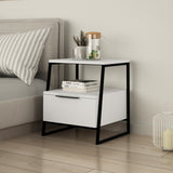 Pal Modern Bedside Table With Drawer White 45cm Wide