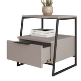 Pal Modern Bedside Table With Drawer Mocha Grey 45cm Wide