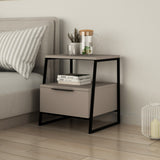 Pal Modern Bedside Table With Drawer Mocha Grey 45cm Wide