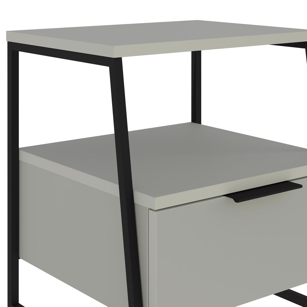 Pal Modern Bedside Table With Drawer Ash Green 45cm Wide