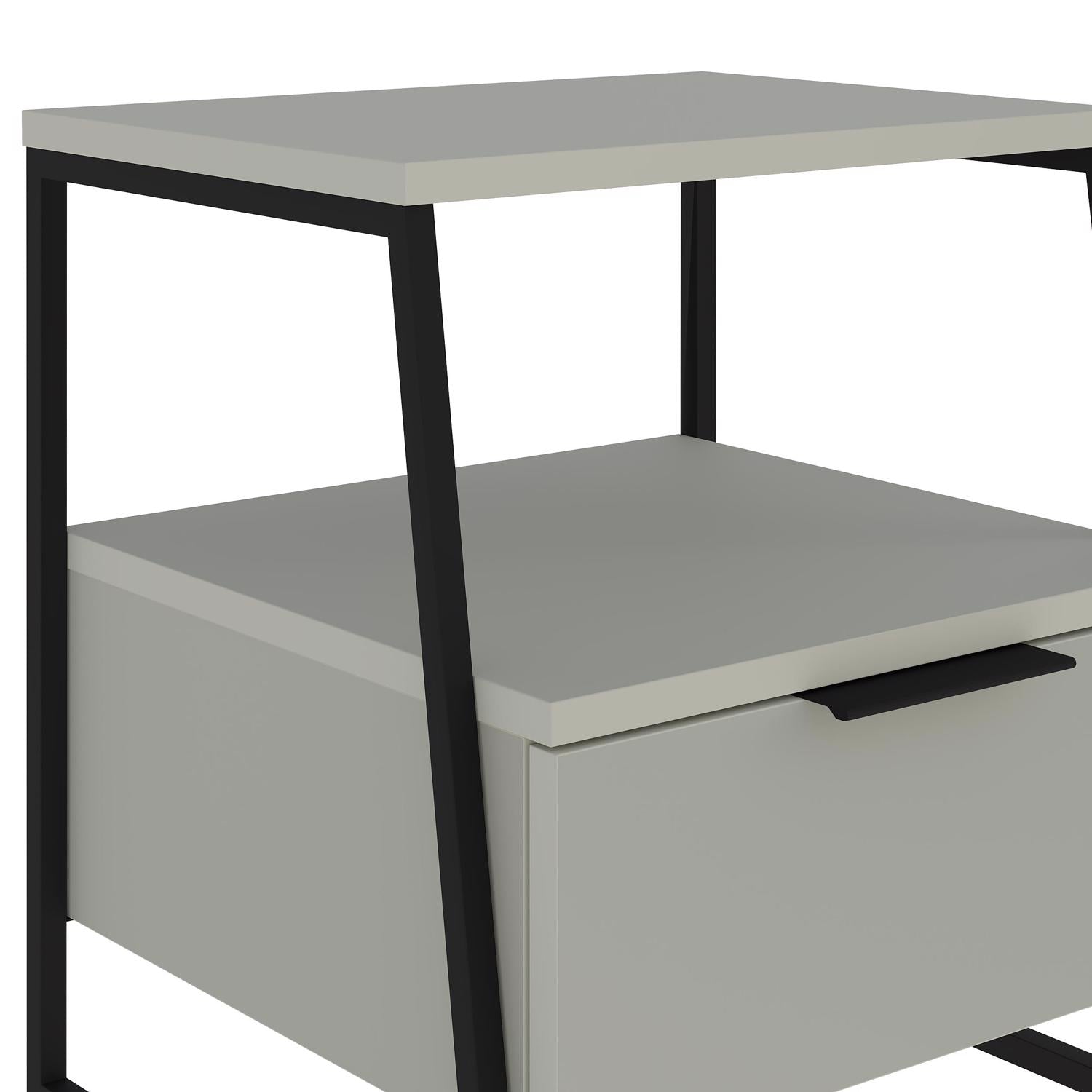 Pal Modern Bedside Table With Drawer Ash Green 45cm Wide