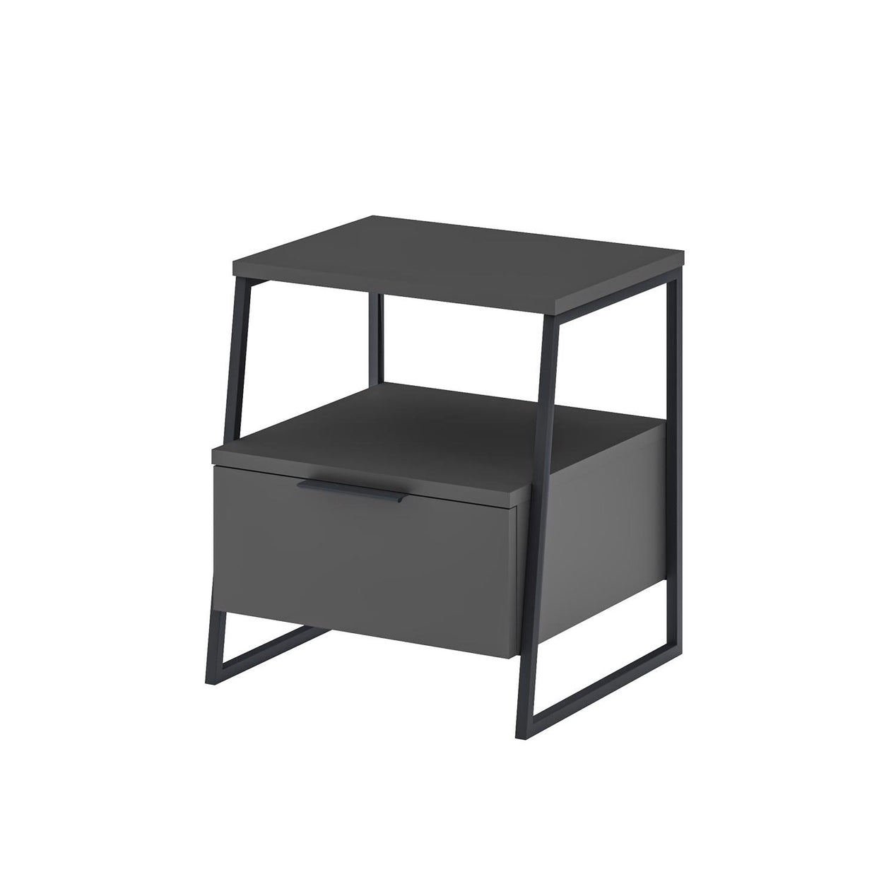 Pal Modern Bedside Table With Drawer Anthracite 45cm Wide