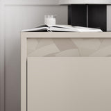 Weft 1 Drawer Nightstand Bedside Cabinet Sandstone with Black Metal Legs
