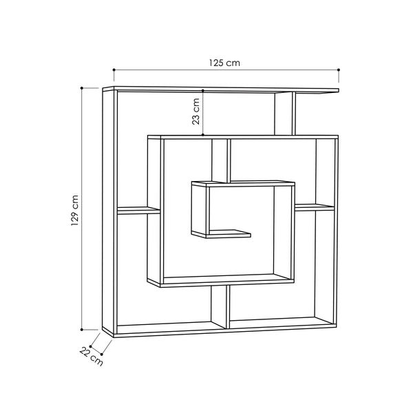 Labirent Modern Bookcase Display Unit Dark Oak 129cm High