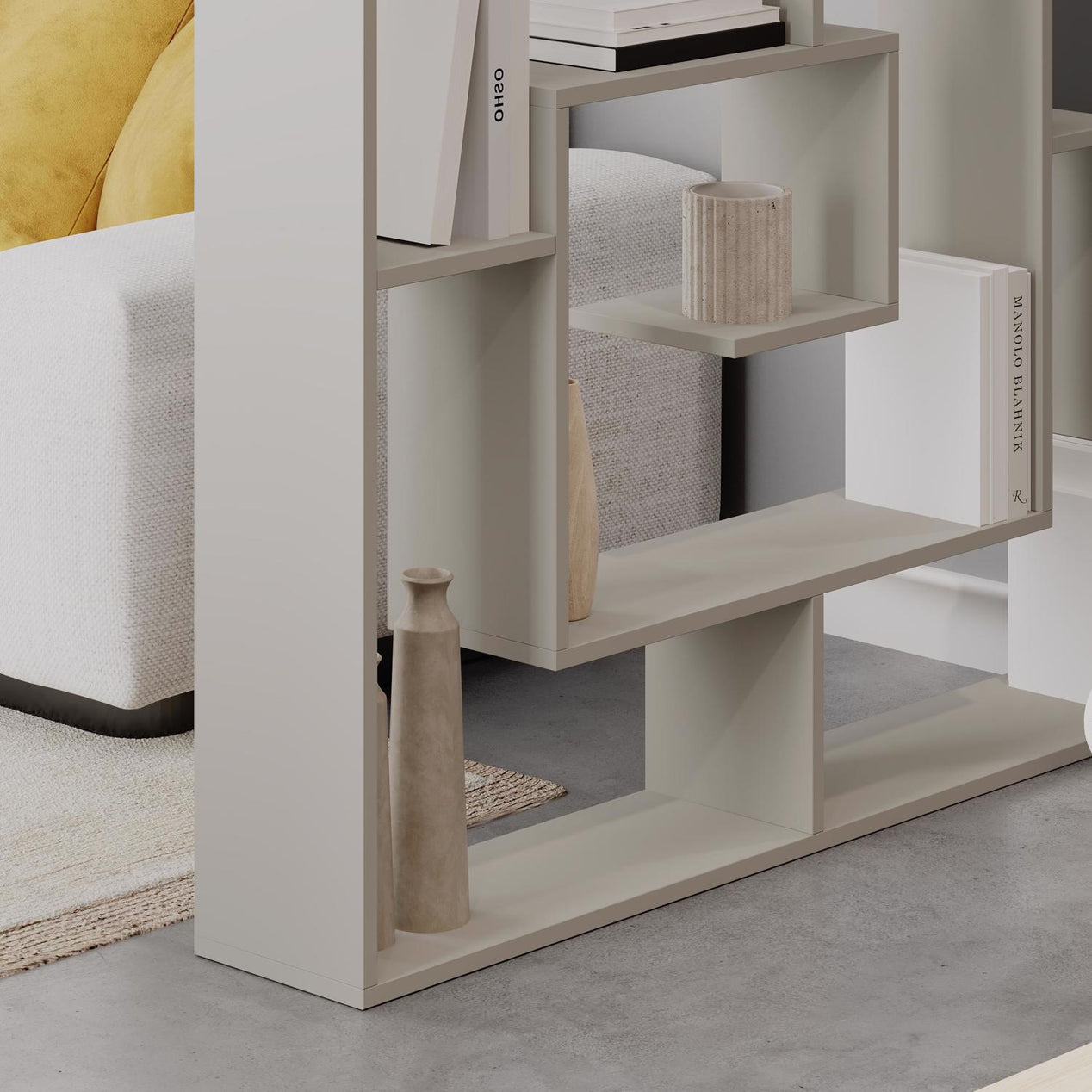 Labirent Modern Bookcase Display Unit Sandstone 129cm High