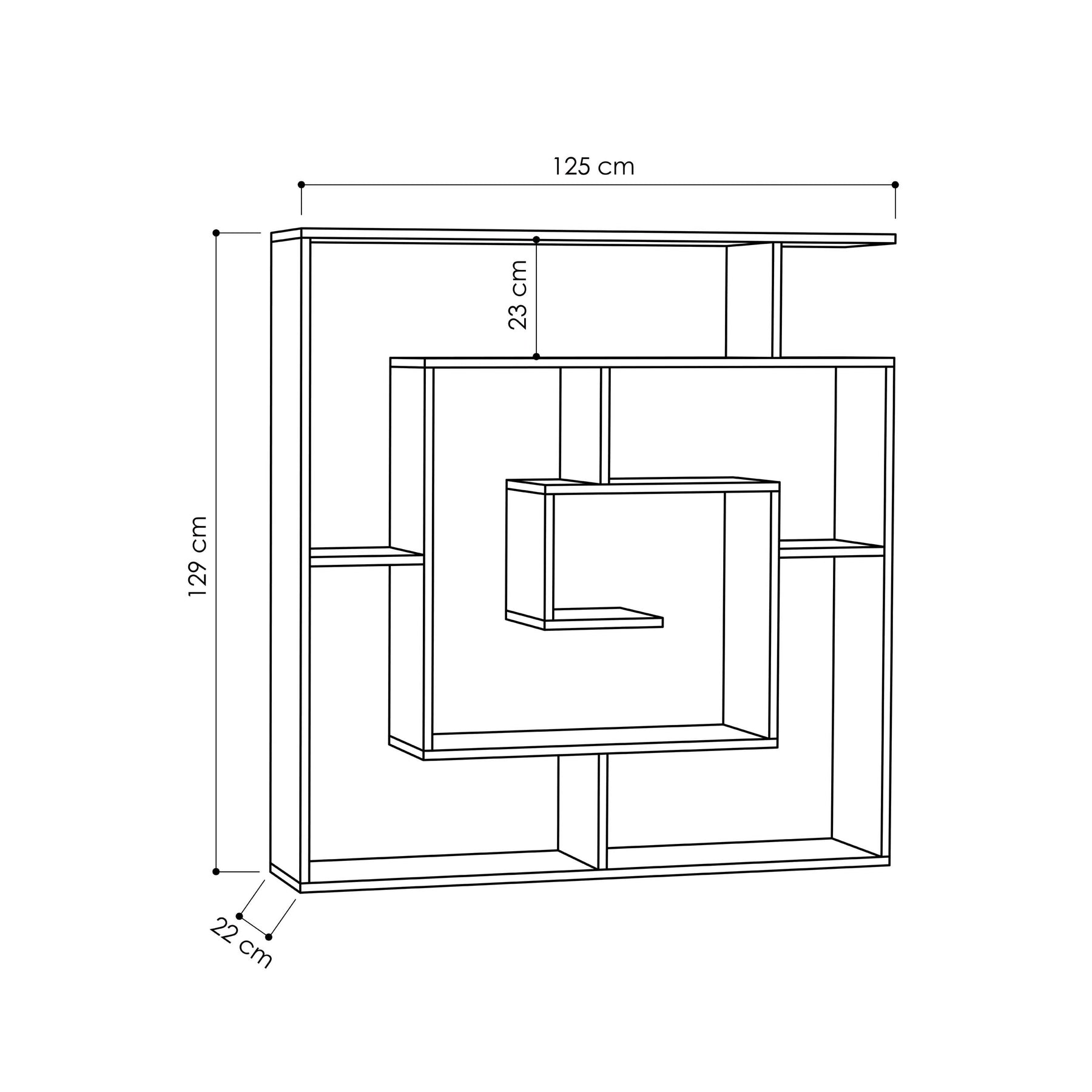 Labirent Modern Bookcase Display Unit White 129cm High