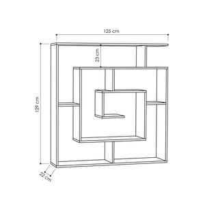 Labirent Modern Bookcase Display Unit White 129cm High