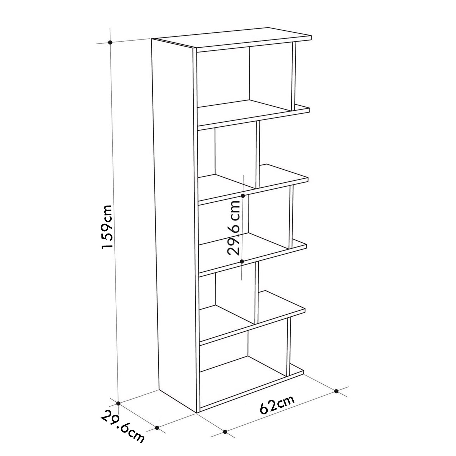 Tapi Modern Bookcase Display Unit White Tall 159cm