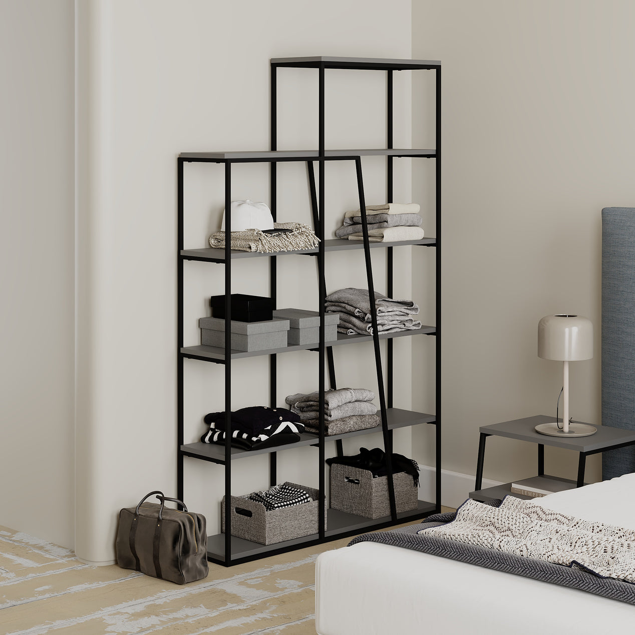 Pal Modern Bookcase Display Unit Anthracite Grey Tall 178cm