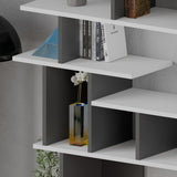 Apollon Modern Bookcase Display Unit White Anthracite Grey Medium 149cm