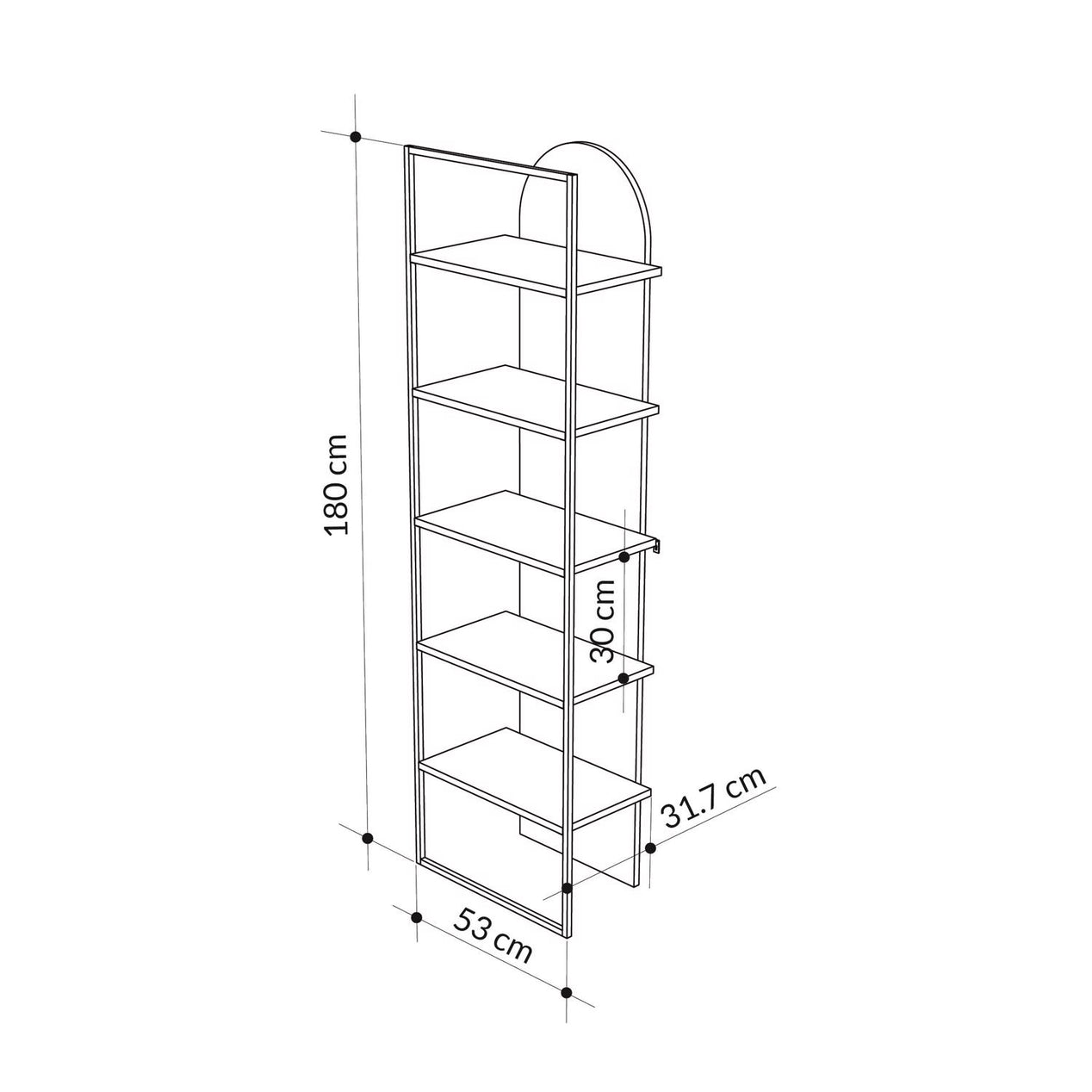 Archy Modern Bookcase 5-Tier Wall Mounted Shelf Dark Oak 180 cm