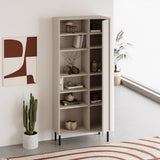 Frem Curved 5 Tier Tall Bookcase with 1 Door – Sandstone – 175.5 cm