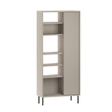 Frem Curved 5 Tier Tall Bookcase with 1 Door – Sandstone – 175.5 cm