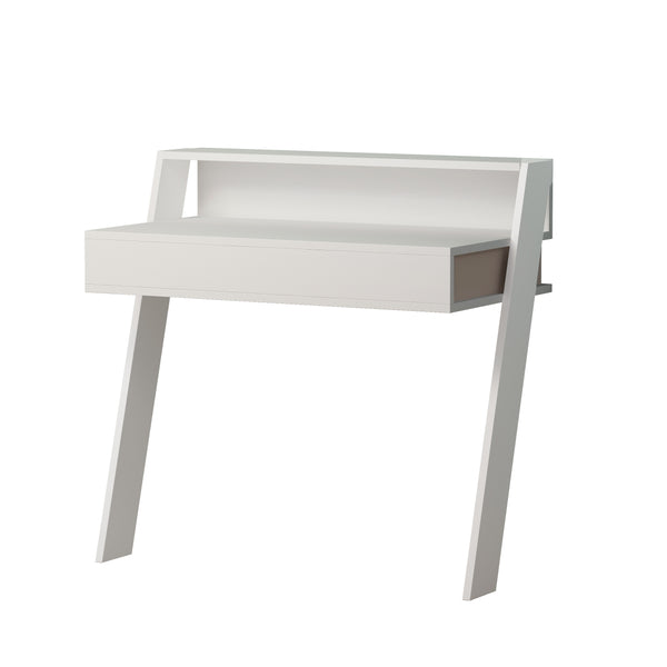 Cowork Modern Desk White Wall Mounted With Drawer 94cm Wide