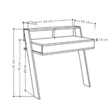Cowork Modern Desk White Wall Mounted With Drawer 94cm Wide