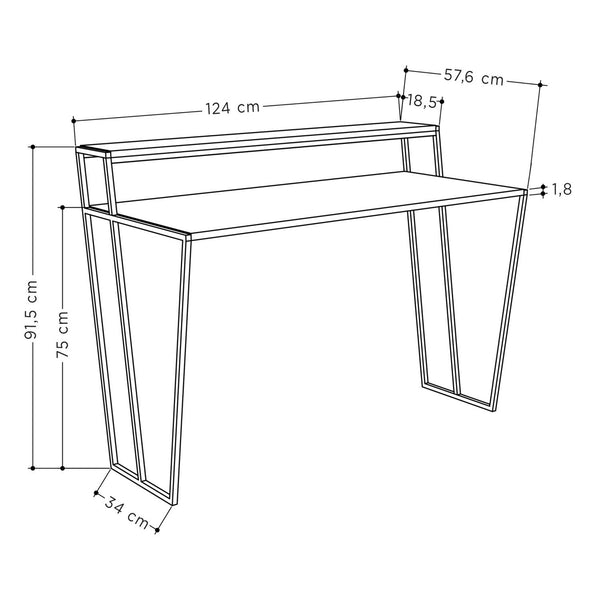 Pal Modern Study Desk Oak With Monitor Stand 124cm Wide
