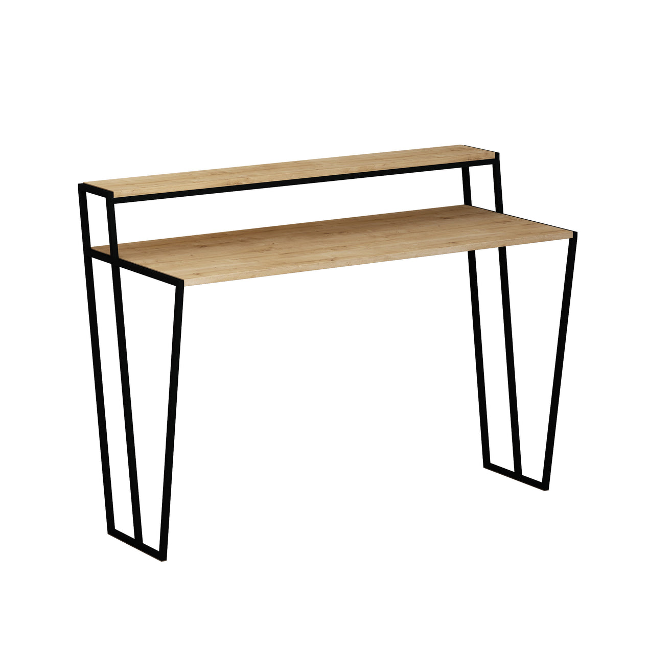Pal Modern Study Desk Oak With Monitor Stand 124cm Wide
