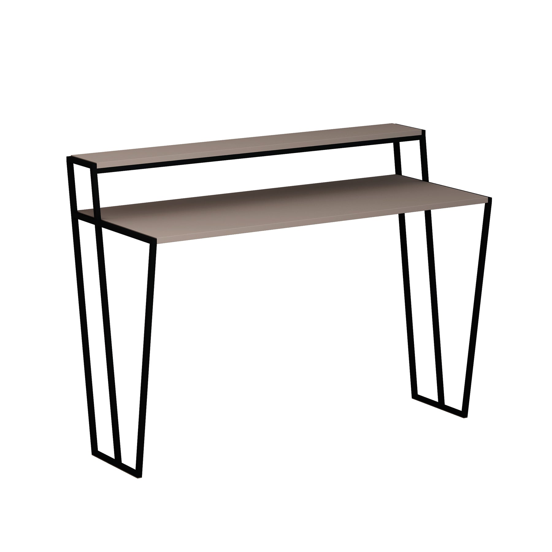 Pal Modern Study Desk Mocha Grey With Monitor Stand 124cm Wide