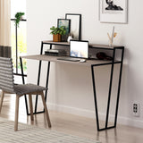Pal Modern Study Desk Mocha Grey With Monitor Stand 124cm Wide