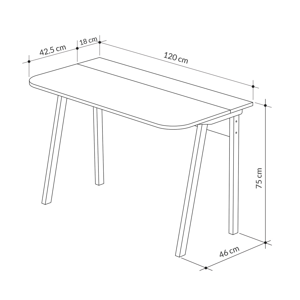 Luton Modern Desk White 120cm Wide