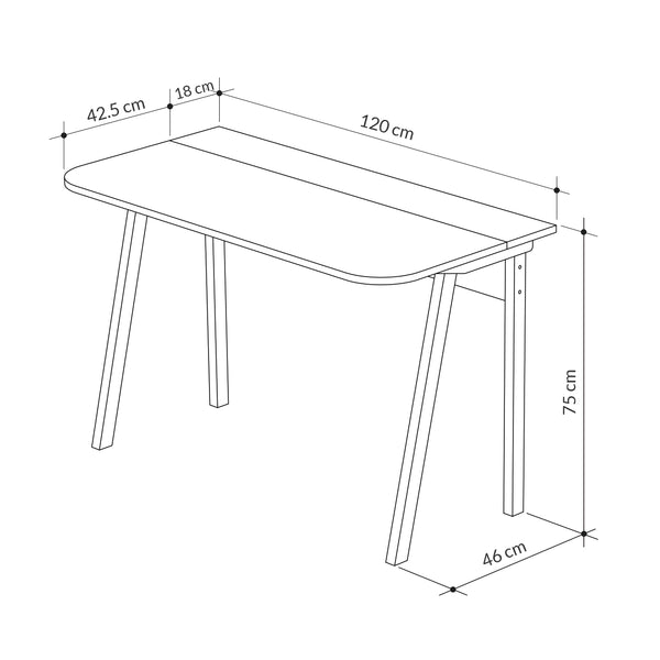 Luton Modern Desk White 120cm Wide