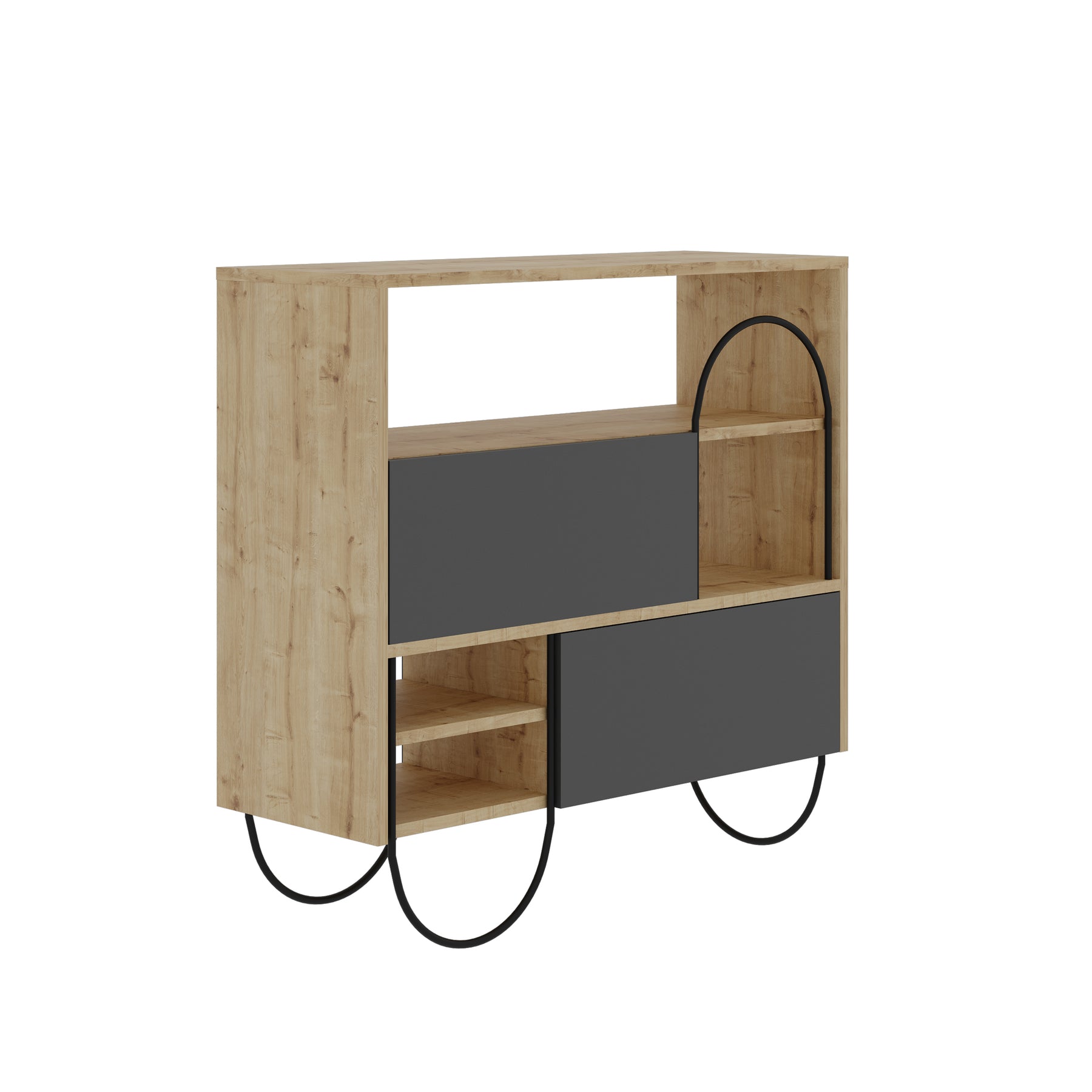 Norfolk Shoe Cabinet Oak Anthracite Grey