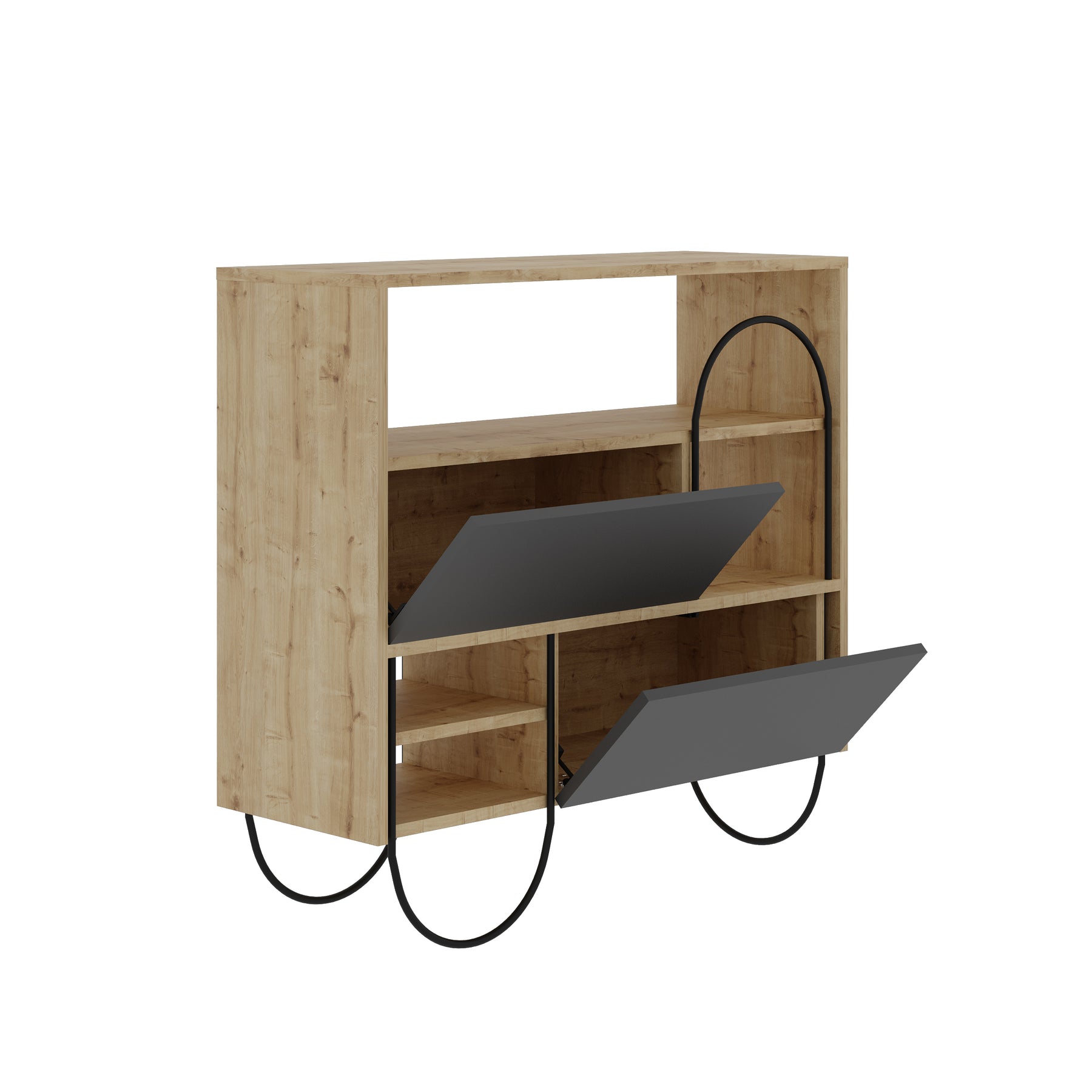 Norfolk Shoe Cabinet Oak Anthracite Grey