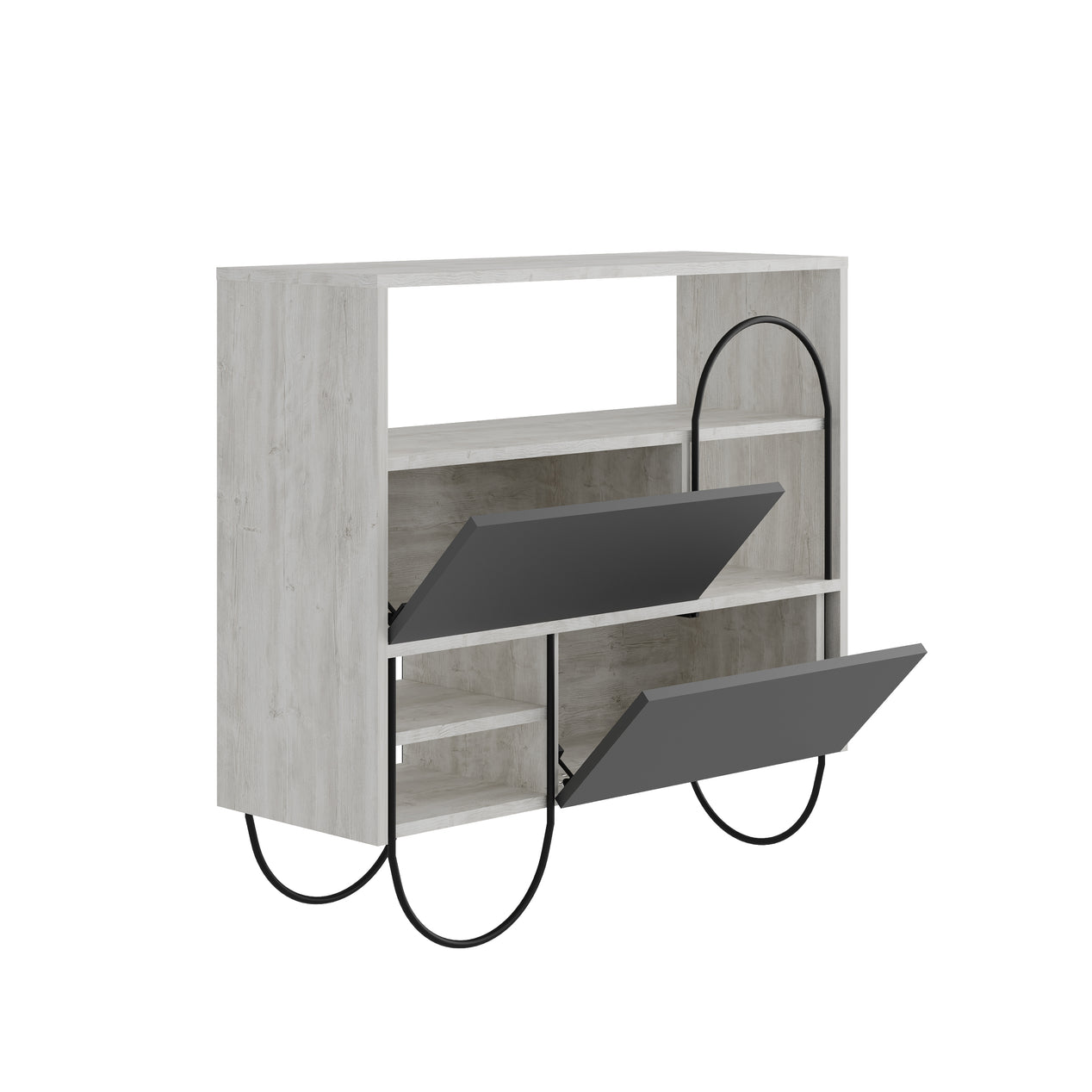 Norfolk Shoe Cabinet Ancient White Anthracite Grey