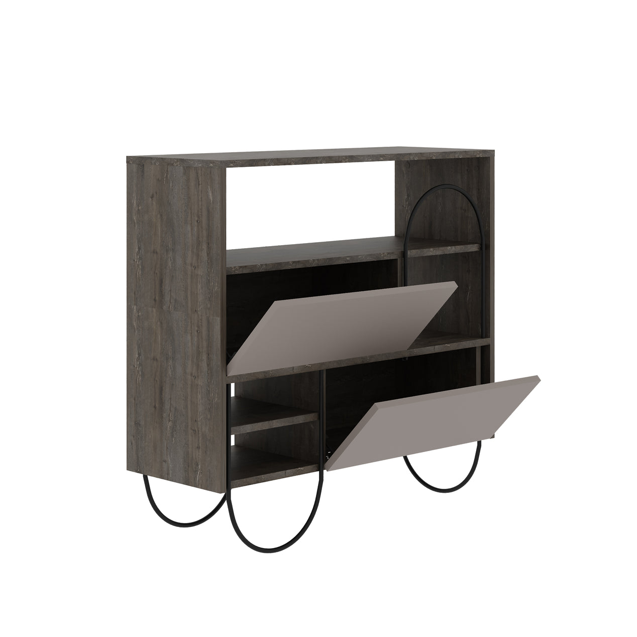 Norfolk Shoe Cabinet Dark Coffee Mocha Grey