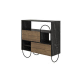 Norfolk Shoe Cabinet Black Marble Effect Dark Oak