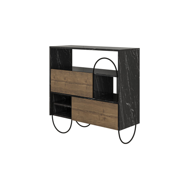 Norfolk Shoe Cabinet Black Marble Effect Dark Oak