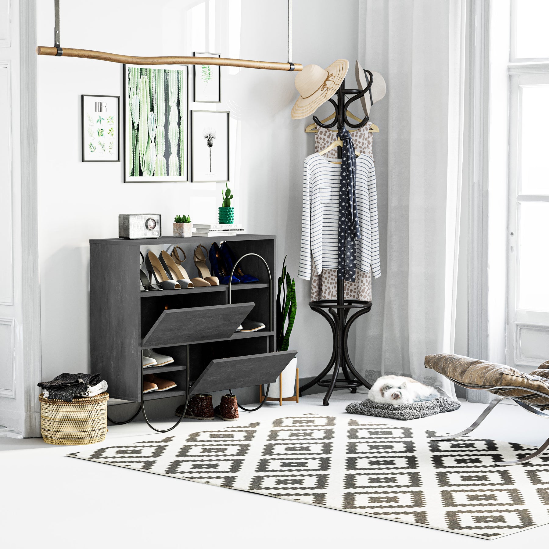 Norfolk Shoe Cabinet Retro Grey