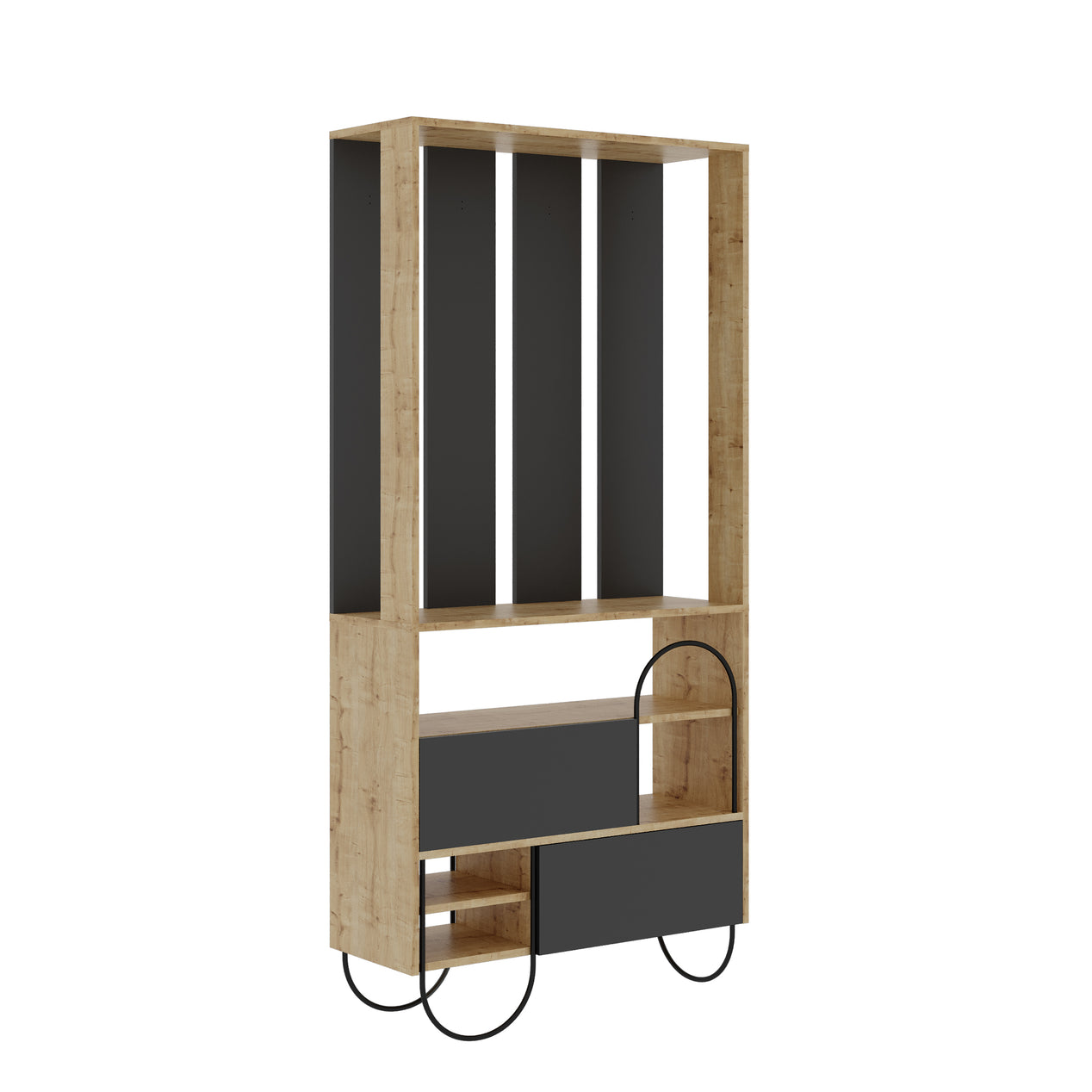 Norfolk Hall Stand Coat Rack with Shoe Storage Oak Anthracite Grey