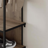 Modern Archy Hall Stand Coat Rack with Shoe Storage 180cm High Dark Oak