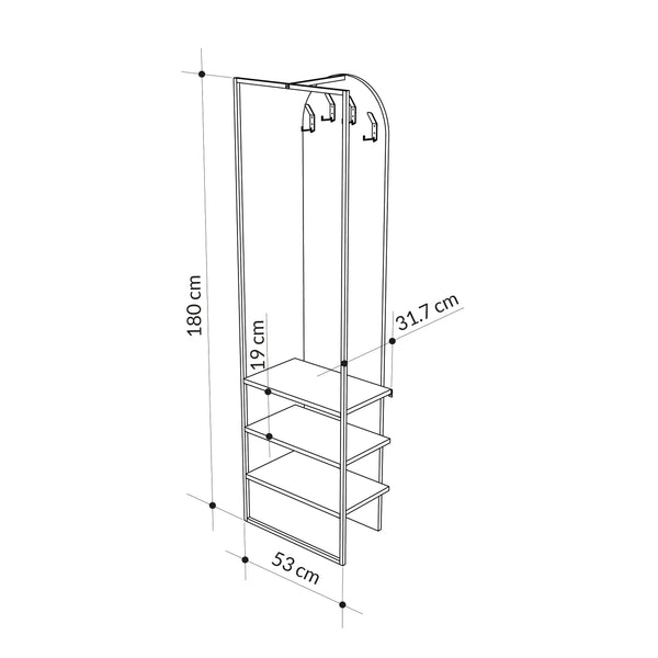 Modern Archy Hall Stand Coat Rack with Shoe Storage 180cm High Retro Grey